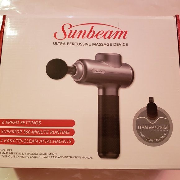 Powerful Massage Gun Gift set with 4 attachments by Sunbeam - Picture 7 of 15